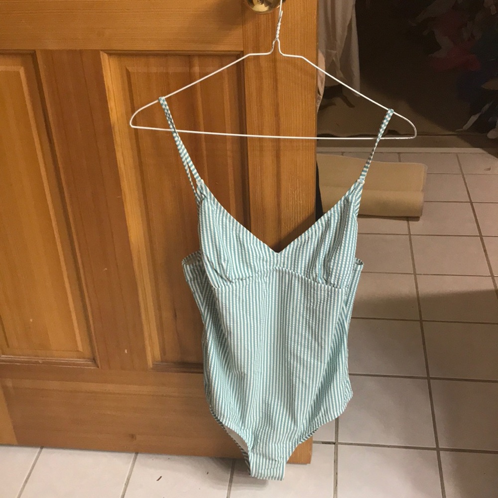 One piece JCrew seersucker women’s swimsuit